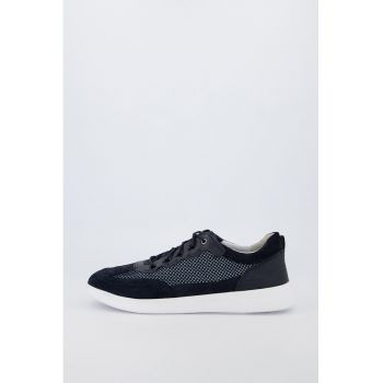 Pantofi sport din piele intoarsa cu insertii din plasa