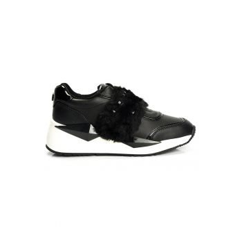 Pantofi sport wedge cu velcro pufos -