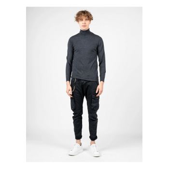 Pulover slim fit cu guler inalt -