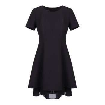 Rochie evazata cu maneci scurte - Negru