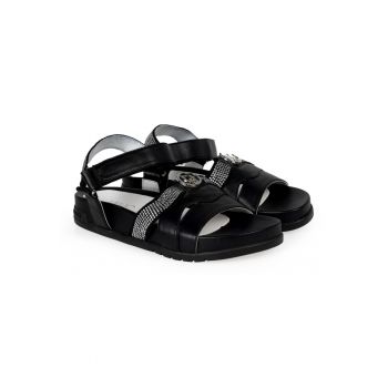 Sandale din piele ecologica cu strasuri -