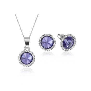 Set Argint 925 placat cu rodiu cu cristale Swarovski® Rivoli Crown 8mm