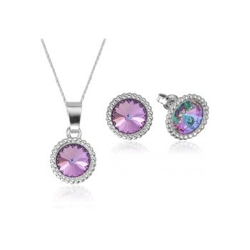 Set Argint 925 placat cu rodiu cu cristale Swarovski® Rivoli Crown 8mm