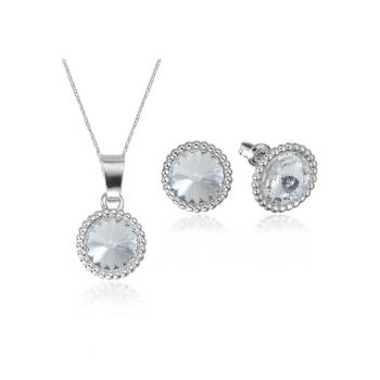 Set Argint 925 placat cu rodiu cu cristale Swarovski® Rivoli Crown 8mm