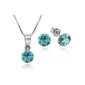Set Argint 925 placat cu rodiu cu cristale Swarovski® Xirius 6mm Surub + Lant