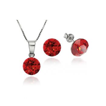 Set Argint 925 placat cu rodiu cu cristale Swarovski® Xirius 8mm + Lant