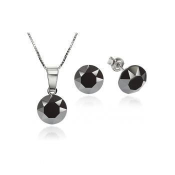 Set Argint 925 placat cu rodiu cu cristale Swarovski® Xirius 8mm + Lant