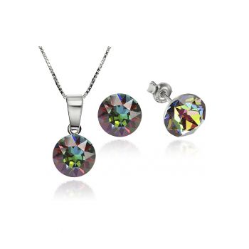 Set Argint 925 placat cu rodiu cu cristale Swarovski® Xirius 8mm + Lant