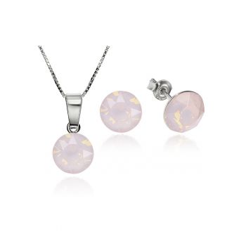 Set Argint 925 placat cu rodiu cu cristale Swarovski® Xirius 8mm + Lant