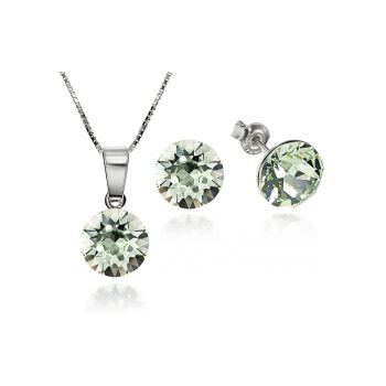 Set Argint 925 placat cu rodiu cu cristale Swarovski® Xirius 8mm + Lant