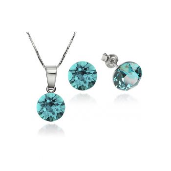 Set Argint 925 placat cu rodiu cu cristale Swarovski® Xirius 8mm + Lant