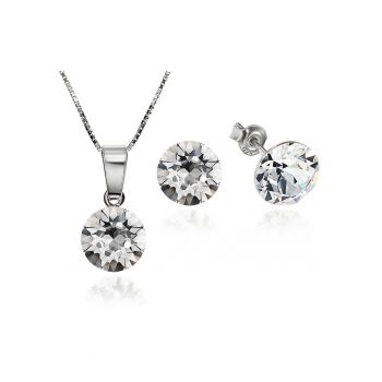 Set Argint 925 placat cu rodiu cu cristale Swarovski® Xirius 8mm + Lant