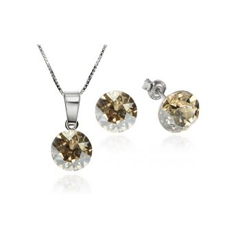 Set Argint 925 placat cu rodiu cu cristale Swarovski® Xirius 8mm + Lant