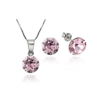 Set Argint 925 placat cu rodiu cu cristale Swarovski® Xirius 8mm + Lant