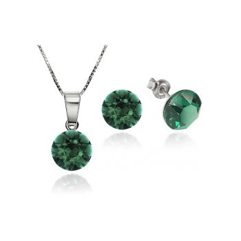 Set Argint 925 placat cu rodiu cu cristale Swarovski® Xirius 8mm + Lant