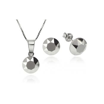 Set Argint 925 placat cu rodiu cu cristale Swarovski® Xirius 8mm + Lant