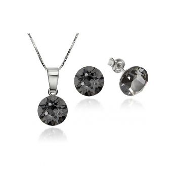 Set Argint 925 placat cu rodiu cu cristale Swarovski® Xirius 8mm + Lant