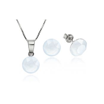 Set Argint 925 placat cu rodiu cu cristale Swarovski® Xirius 8mm + Lant