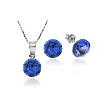 Set Argint 925 placat cu rodiu cu cristale Swarovski® Xirius 8mm + Lant