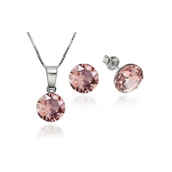 Set Argint 925 placat cu rodiu cu cristale Swarovski® Xirius 8mm + Lant