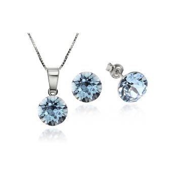 Set Argint 925 placat cu rodiu cu cristale Swarovski® Xirius 8mm + Lant
