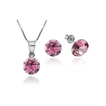Set Argint 925 placat cu rodiu cu cristale Swarovski® Xirius 8mm + Lant