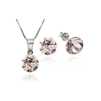 Set Argint 925 placat cu rodiu cu cristale Swarovski® Xirius 8mm + Lant