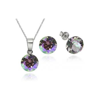 Set Argint 925 placat cu rodiu cu cristale Swarovski® Xirius 8mm + Lant