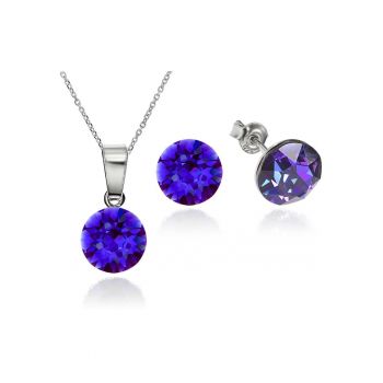 Set Argint 925 placat cu rodiu cu cristale Swarovski® Xirius 8mm + Lant