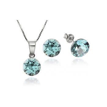 Set Argint 925 placat cu rodiu cu cristale Swarovski® Xirius 8mm + Lant