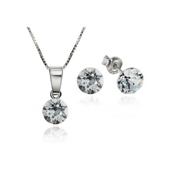 Set Argint 925 placat cu rodiu cu cristale Swarovski® Xirius Light Azore 6mm Surub + Lant