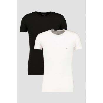 Set de tricouri cu decolteu rotund si logo - 2 piese