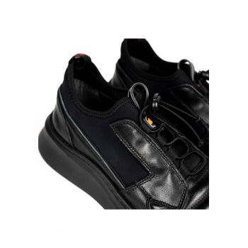 Tenisi slip-on din piele cu insertii de neopren -