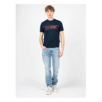 Tricou cu imprimeu logo si decolteu in jurul gatului -