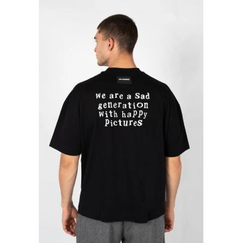 Tricou cu imprimeu text pe spate -