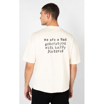 Tricou cu imprimeu text pe spate -