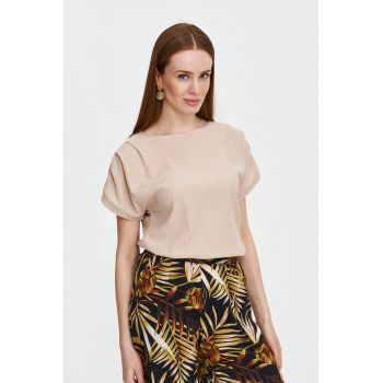 Bluza cu maneci scurte si detalii plisate