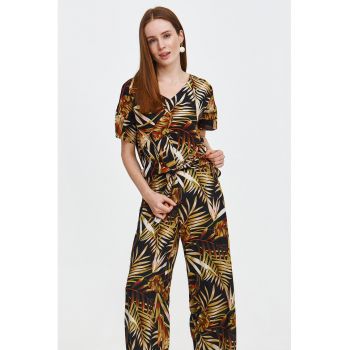 Bluza cu maneci scurte si model tropical