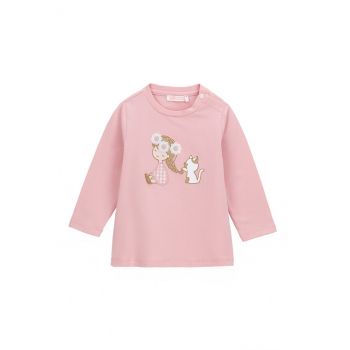 Bluza din amestec de bumbac cu decolteu la baza gatului