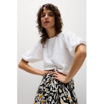 Bluza din amestec de in cu deoclteu rotund