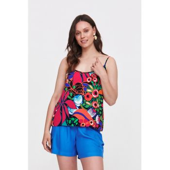 Bluza fara maneci cu model floral