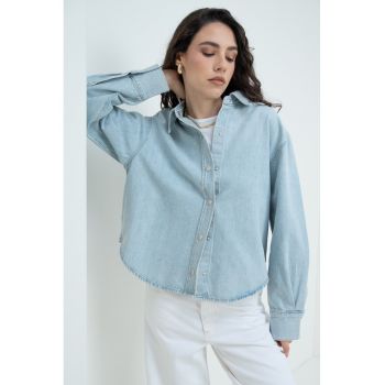 Camasa din denim cu maneci lungi