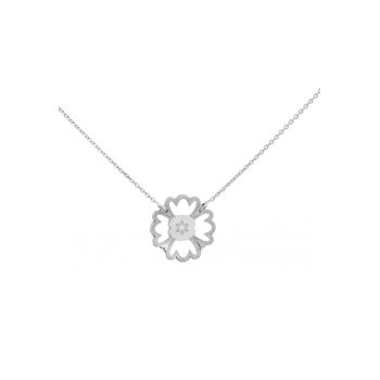 Colier aur alb cu diamant Faith Stylish Flower