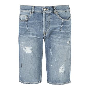 Pantaloni scurti din denim cu aspect deteriorat -