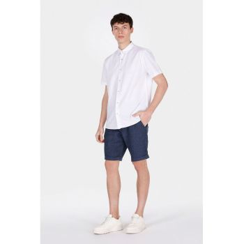 Pantaloni scurti din in cu snur in talie