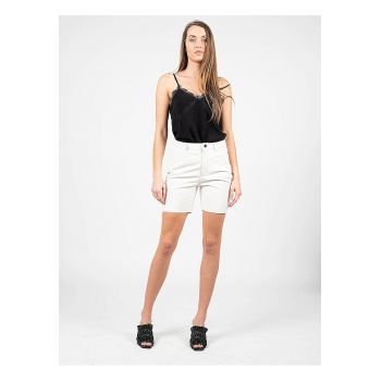 Pantaloni scurti din piele ecologica cu terminatii nefinisate Susan -