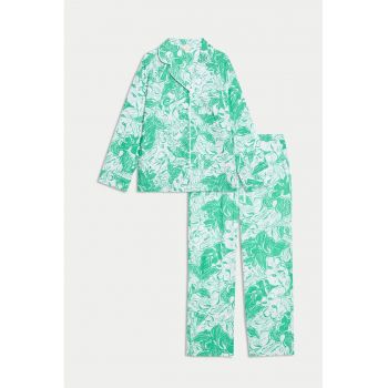 Pijama cu pantaloni lungi si imprimeu abstract