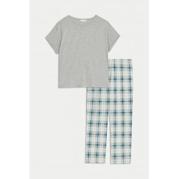 Pijama din bumbac cu imprimeu