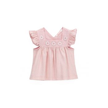 Rochie cu model in carouri si detalii cu flori