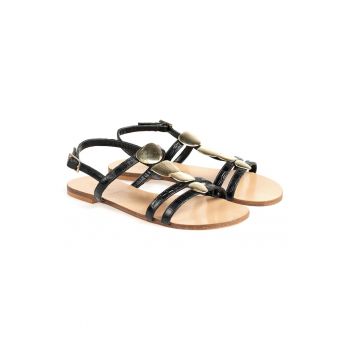 Sandale din piele cu detalii metalice -